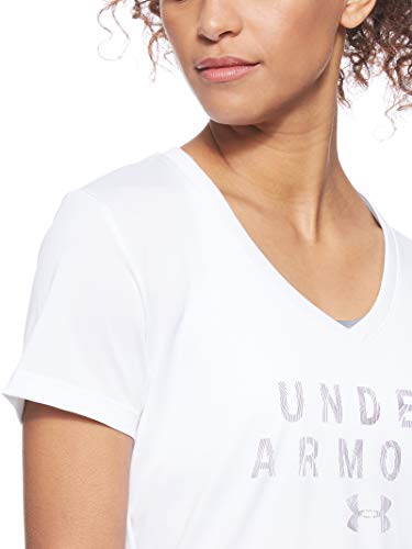 Under Armour Tech Ssv Graphic Camiseta, Mujer, Blanco (White/Purple Prime 101), L