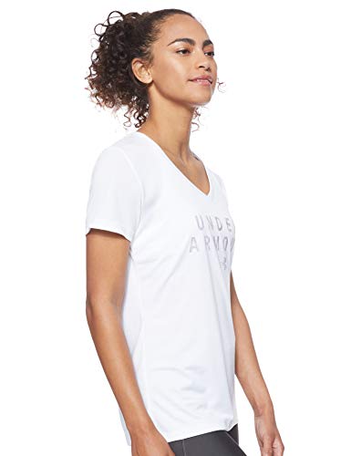 Under Armour Tech Ssv Graphic Camiseta, Mujer, Blanco (White/Purple Prime 101), L