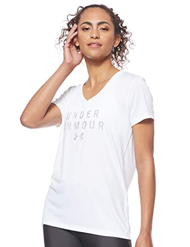 Under Armour Tech Ssv Graphic Camiseta, Mujer, Blanco (White/Purple Prime 101), L