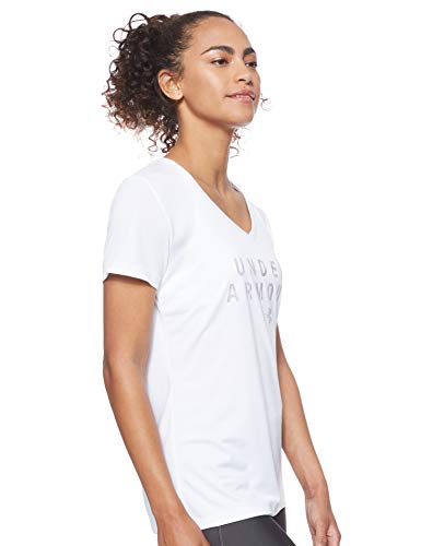 Under Armour Tech Ssv Graphic Camiseta, Mujer, Blanco (White/Purple Prime 101), S