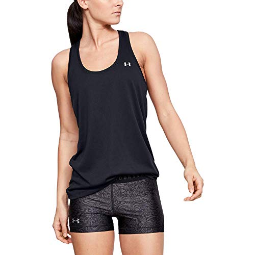 Under Armour Tech Tank - Solid Camiseta Para Correr, Camiseta Ancha Para Mujer Mujer Negro (Black/Metallic Silver 001) S