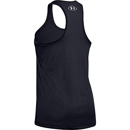 Under Armour Tech Tank - Solid Camiseta Para Correr, Camiseta Ancha Para Mujer Mujer Negro (Black/Metallic Silver 001) S