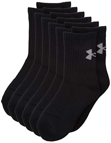 Under Armour UA Charged Cotton Crew Youth Calcetines, Unisex Niños, Negro (Black/Stealth Gray 001), M