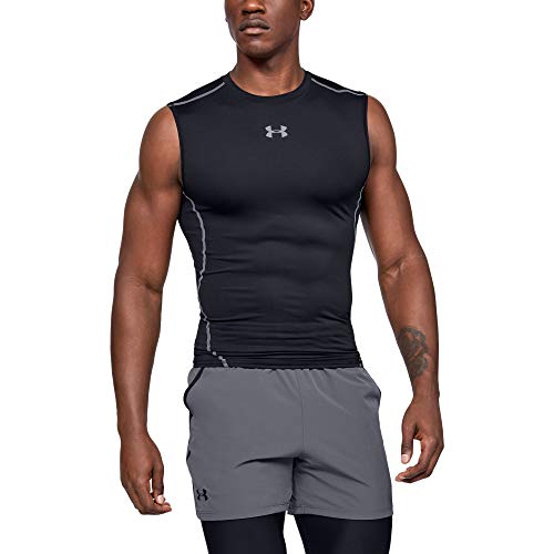 Under Armour UA HeatGear ARMOUR Sleeveless, Camiseta Sin Mangas Hombre, Negro (Black/Steel 001), L