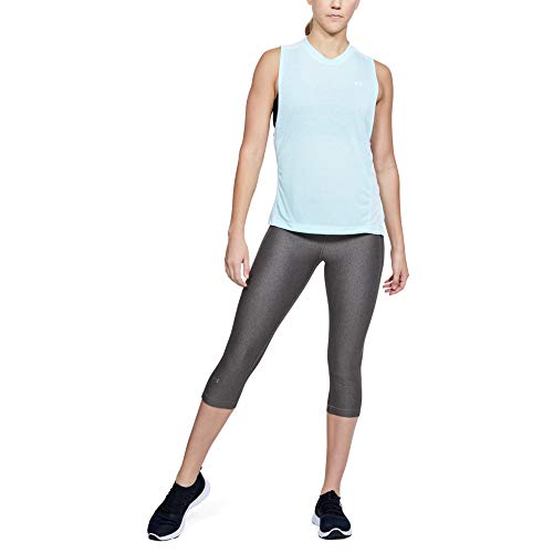 Under Armour UA Heatgear Leggings, Mujer, Gris (Charcoal Light Heather/Metallic Silver 019), XS