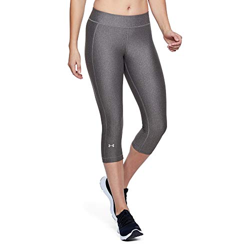 Under Armour UA Heatgear Leggings, Mujer, Gris (Charcoal Light Heather/Metallic Silver 019), XS