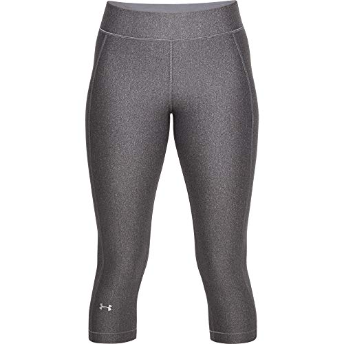 Under Armour UA Heatgear Leggings, Mujer, Gris (Charcoal Light Heather/Metallic Silver 019), XS