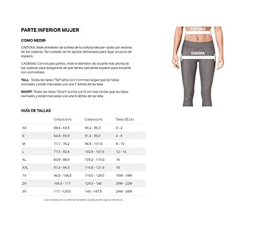 Under Armour UA Heatgear Leggings, Mujer, Negro (Black/Black/Metallic Silver 001), L