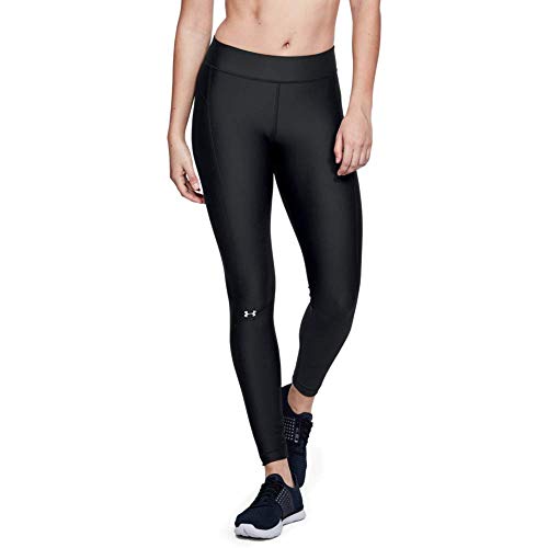 Under Armour UA Heatgear Leggings, Mujer, Negro (Black/Black/Metallic Silver 001), L