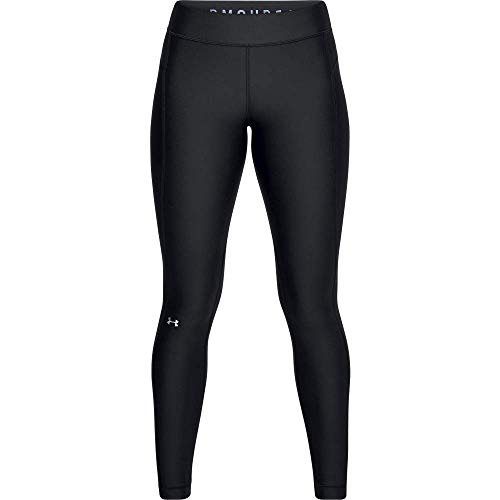 Under Armour UA Heatgear Leggings, Mujer, Negro (Black/Black/Metallic Silver 001), L