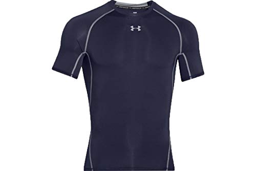 Under Armour UA Heatgear Short Sleeve Camiseta, Hombre, Azul (Midnight Navy/Steel 410), M