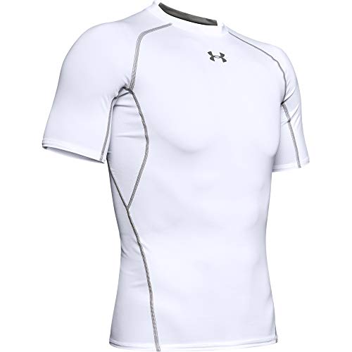 Under Armour UA Heatgear Short Sleeve Camiseta, Hombre, Blanco (White/Graphite 100), L