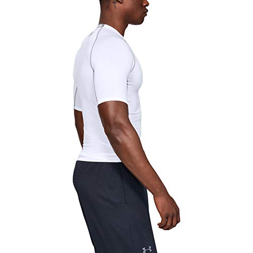Under Armour UA Heatgear Short Sleeve Camiseta, Hombre, Blanco (White/Graphite 100), L