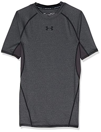 Under Armour UA Heatgear Short Sleeve Camiseta, Hombre, Gris (Carbon Heather/Black 090), XL