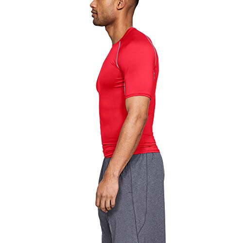 Under Armour UA Heatgear Short Sleeve Camiseta, Hombre, Rojo (Red/Steel 600), M