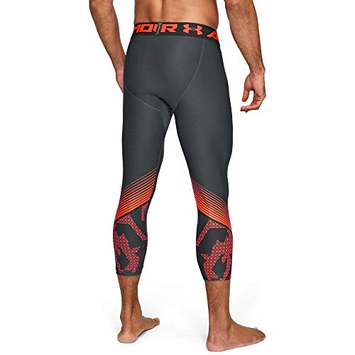 Under Armour UA HG Armour 3/4 Leg Nov2 Leggings, Hombre, Gris (Pitch Gray/Orange Glitch 012), S