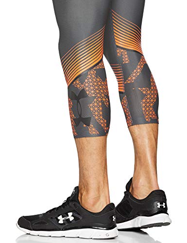 Under Armour UA HG Armour 3/4 Leg Nov2 Leggings, Hombre, Gris (Pitch Gray/Orange Glitch 012), S