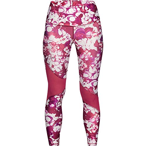 Under Armour UA HG Armour Ankle Crop Print Capri, Mujer, Rosa (Impulse Pink/Metallic Silver 672), M