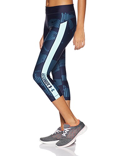 Under Armour UA HG Printgrap Mallas Capri, Mujer, Azul, XS