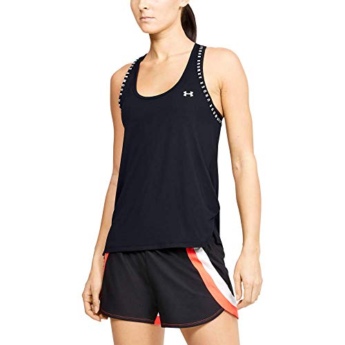 Under Armour UA Knockout Tank, Camiseta de Tirantes, Camiseta Deportiva para Mujer Mujer, Negro (Black/Black/White (001)), M