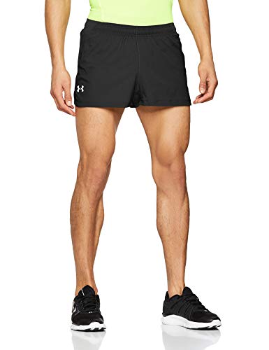Under Armour UA Launch Sw Split Short Pantalón Corto, Hombre, Negro (Black/Black/Reflective 001), XXL