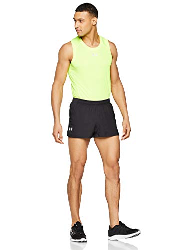 Under Armour UA Launch Sw Split Short Pantalón Corto, Hombre, Negro (Black/Black/Reflective 001), XXL