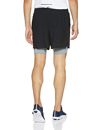 Under Armour UA Qualifier 2-In-1 Short Pantalón Corto, Negro (Black/Steel 001), XS para Hombre