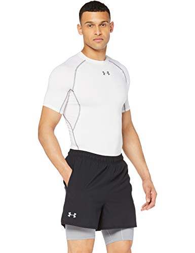 Under Armour UA Qualifier 2-In-1 Short Pantalón Corto, Negro (Black/Steel 001), XS para Hombre