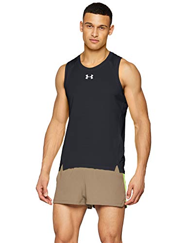 Under Armour UA Qualifier Singlet Tanque, Hombre, Negro (Black/Black/Reflective 001), L