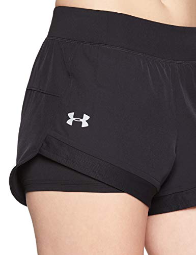 Under Armour UA Qualifier Speedpocket 2-In-1 Short Pantalón Corto, Mujer, Negro (Black/Black/Reflective 001), S