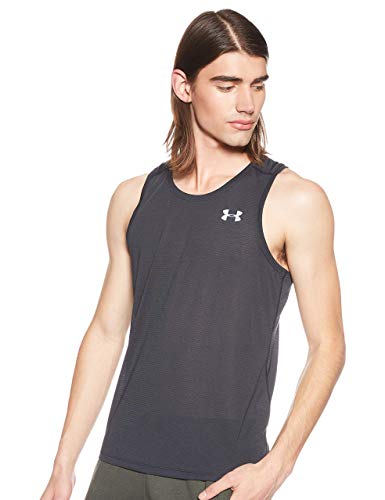 Under Armour UA Streaker 2.0 Singlet Tanque, Hombre, Negro (Black/Black/Reflective 001), L