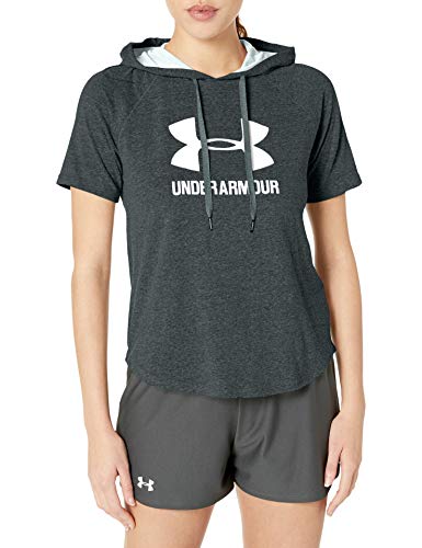 Under Armour Under Armor Sudadera con Capucha de Manga Corta para Mujer, Mujer, Sudadera Deportiva de Manga Corta para Mujer, 1313497, Negro (001)/Blanco, Extra-Small