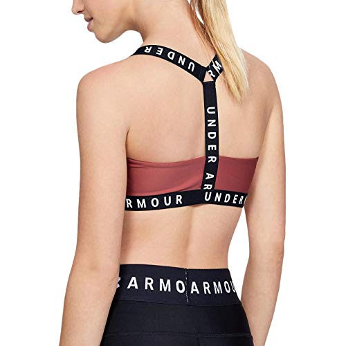 Under Armour Wordmark - Sujetador deportivo con tiras para mujer, negro Rosa coral S