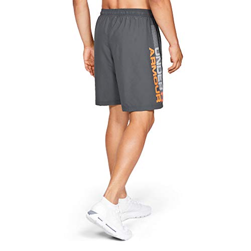 Under Armour Woven Graphic Wordmark Shorts Pantalón Corto, Hombre, Gris (Pitch Gray/Orange Glitch 012), L