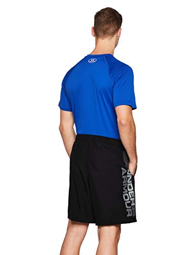 Under Armour Woven Graphic Wordmark Shorts Pantalones de hombre, pantalón corto ultraligero y transpirable, cómodo y ancho pantalón de deporte, Black/Zinc Gray (001), MD