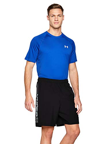 Under Armour Woven Graphic Wordmark Shorts Pantalones de hombre, pantalón corto ultraligero y transpirable, cómodo y ancho pantalón de deporte, Black/Zinc Gray (001), MD