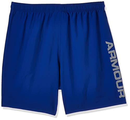 Under Armour Woven Graphic Wordmark Shorts Pantalones de hombre, pantalón corto ultraligero y transpirable, cómodo y ancho pantalón de deporte, Royal/Steel (400), LG