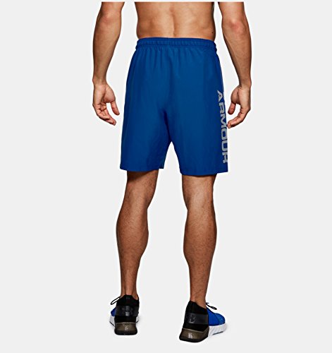 Under Armour Woven Graphic Wordmark Shorts Pantalones de hombre, pantalón corto ultraligero y transpirable, cómodo y ancho pantalón de deporte, Royal/Steel (400), LG