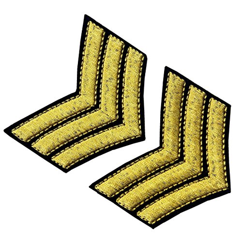 Uniforme Militar Chevrons Sargento Rayas Ejército Embroidered Arms Emblem Hierro En Coser En El Parche De Hombro, Oro, 2 Pcs