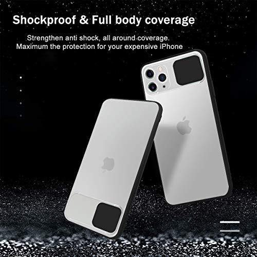 UNIOTEK Funda con Tapa Deslizable para Cámara Compatible con iPhone 11 Pro MAX Funda Protectora Antigolpe Carcasa PC y Silicona TPU con Soporte de Anillo (Soporte El Montaje De Coche Magnético) Negro