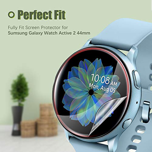 UniqueMe [5Pack] Protector de Pantalla para Samsung Galaxy Watch Active 2 44mm, película Transparente de Burbuja de TPU Huella Digital Disponible Compatible con Samsung Galaxy Watch Active 2 44mm