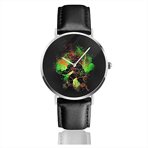 Unisex Business Casual Streetfighter Blanka Fight Stance Relojes Reloj de Cuero de Cuarzo