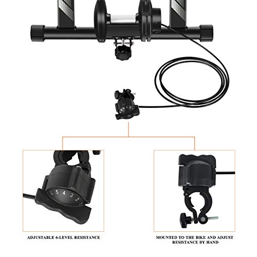 Unisky – Soporte magnético para entrenamiento de bicicleta de interior con 6 niveles de resistencia para bicicleta de montaña y carretera (negro)