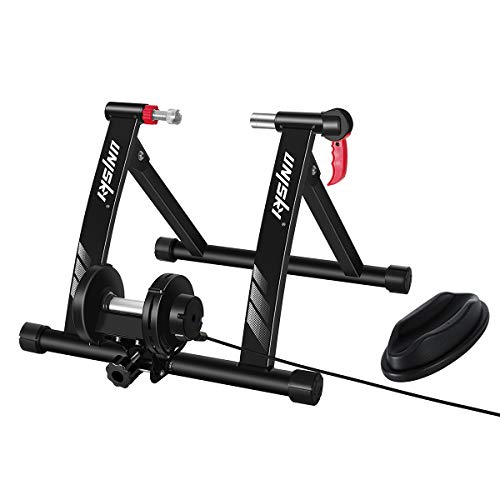 Unisky – Soporte magnético para entrenamiento de bicicleta de interior con 6 niveles de resistencia para bicicleta de montaña y carretera (negro)