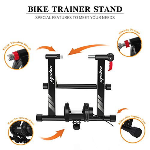 Unisky – Soporte magnético para entrenamiento de bicicleta de interior con 6 niveles de resistencia para bicicleta de montaña y carretera (negro)