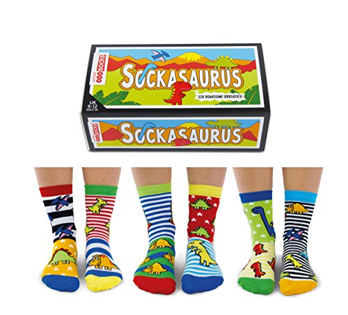 United Oddsocks Sockasaurus - Juego de 6 calcetines para niño, 27-30 EU