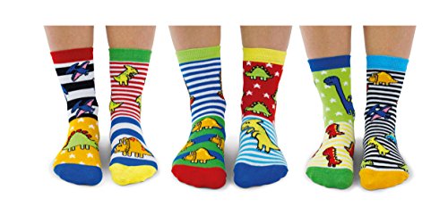 United Oddsocks Sockasaurus - Juego de 6 calcetines para niño, 27-30 EU