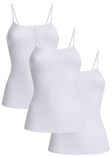 UnsichtBra Camisetas Mujer | Camisetas Tirantes Mujer | Pack de 3 Tops (3 x Blanco, L-XL)