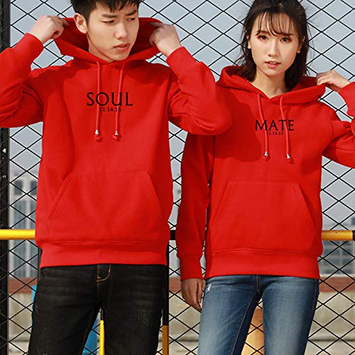 UNUStyle sudadera con capucha amarilla pareja Streetwear alma impresión de letra sudadera Harajuku otoño manga larga casual personalizado color sólido de gran tamaño, xxl