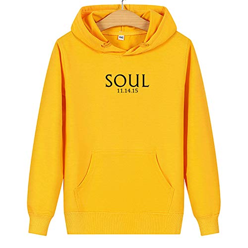 UNUStyle sudadera con capucha amarilla pareja Streetwear alma impresión de letra sudadera Harajuku otoño manga larga casual personalizado color sólido de gran tamaño, xxl